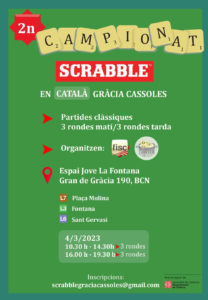 2n Campionat de Scrabble en català de Gràcia i Sant Gervasi de Cassoles