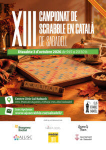 Cartell del 13è Campionat de Scrabble en Català de Sabadell 2026