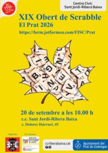 Cartell del 19è Obert de Scrabble en català del Prat 2026